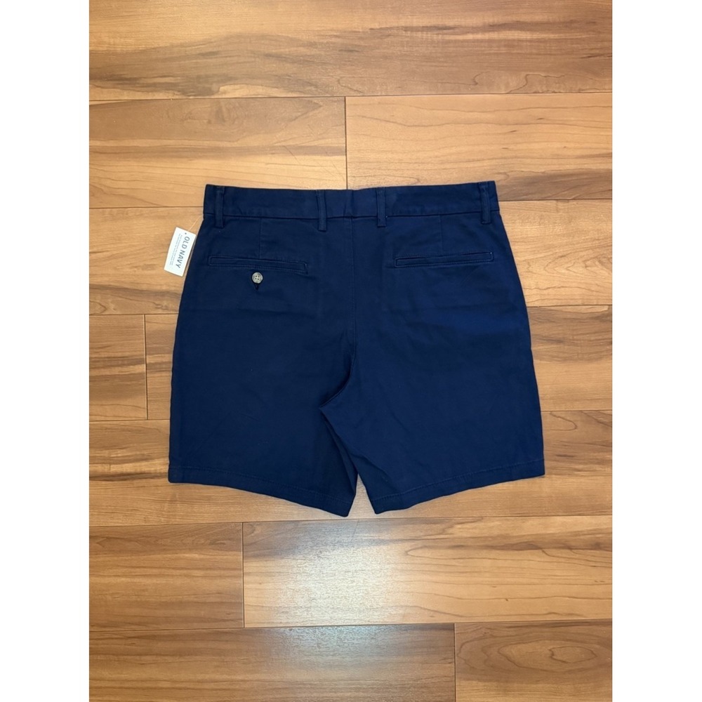 NWT Old Navy Dark Blue Chino Shorts Cotton Stretch 7" In Men's Size 32 Slim Fit - Picture 2 of 13